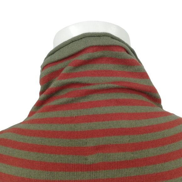 Duluth Trading S'no Sweat Mock Neck Sweater Size M Shirt Stripe Orange Stretch - Picture 8 of 12